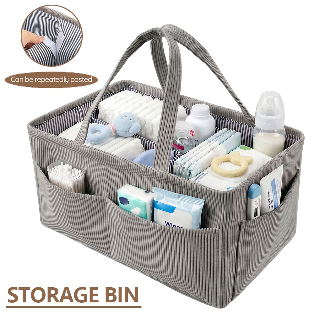 Baby Nursery Organiser - Baby Nappy Caddy Organizer Foldable Corduroy