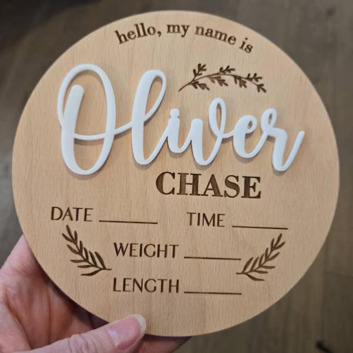 Baby Nursery Name Sign - 1Pc Custom Baby Announcement Sign Wooden