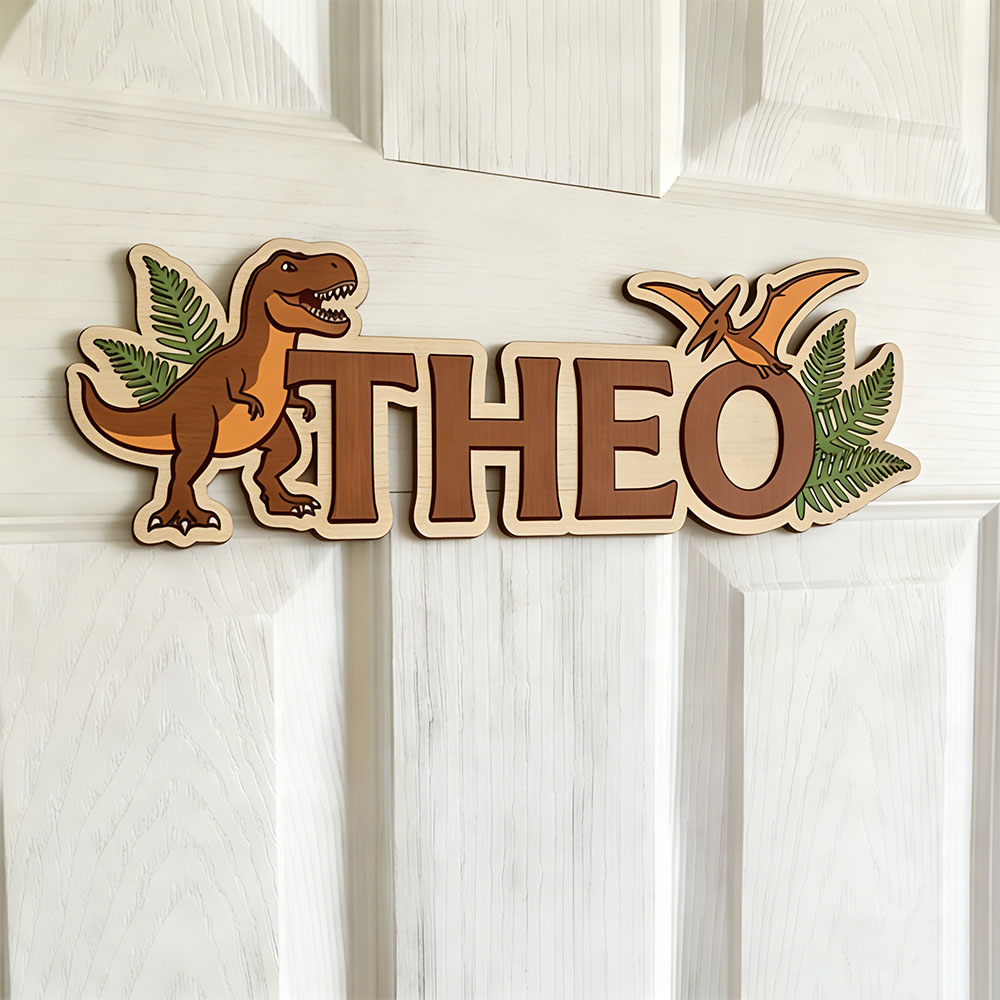 Baby Nursery Name Sign - Personalized Dinosaur Name Sign for The