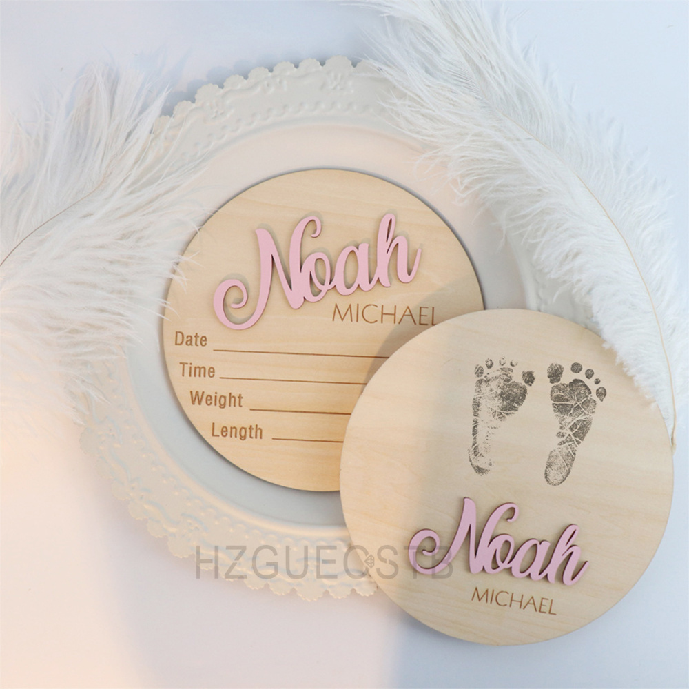 Baby Nursery Name Sign - A Set Custom Name Birth Announcement