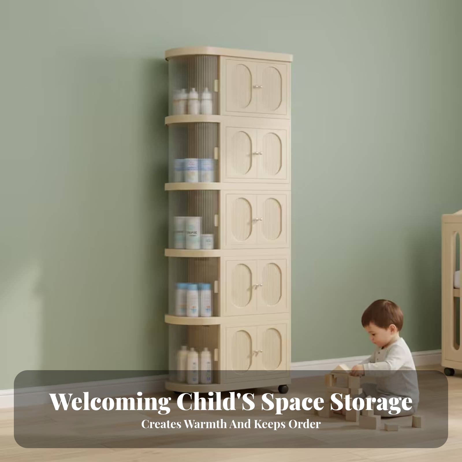 5-Tier Baby Cabinet Warm Beige - Baby Nursery Shelf recension och pris