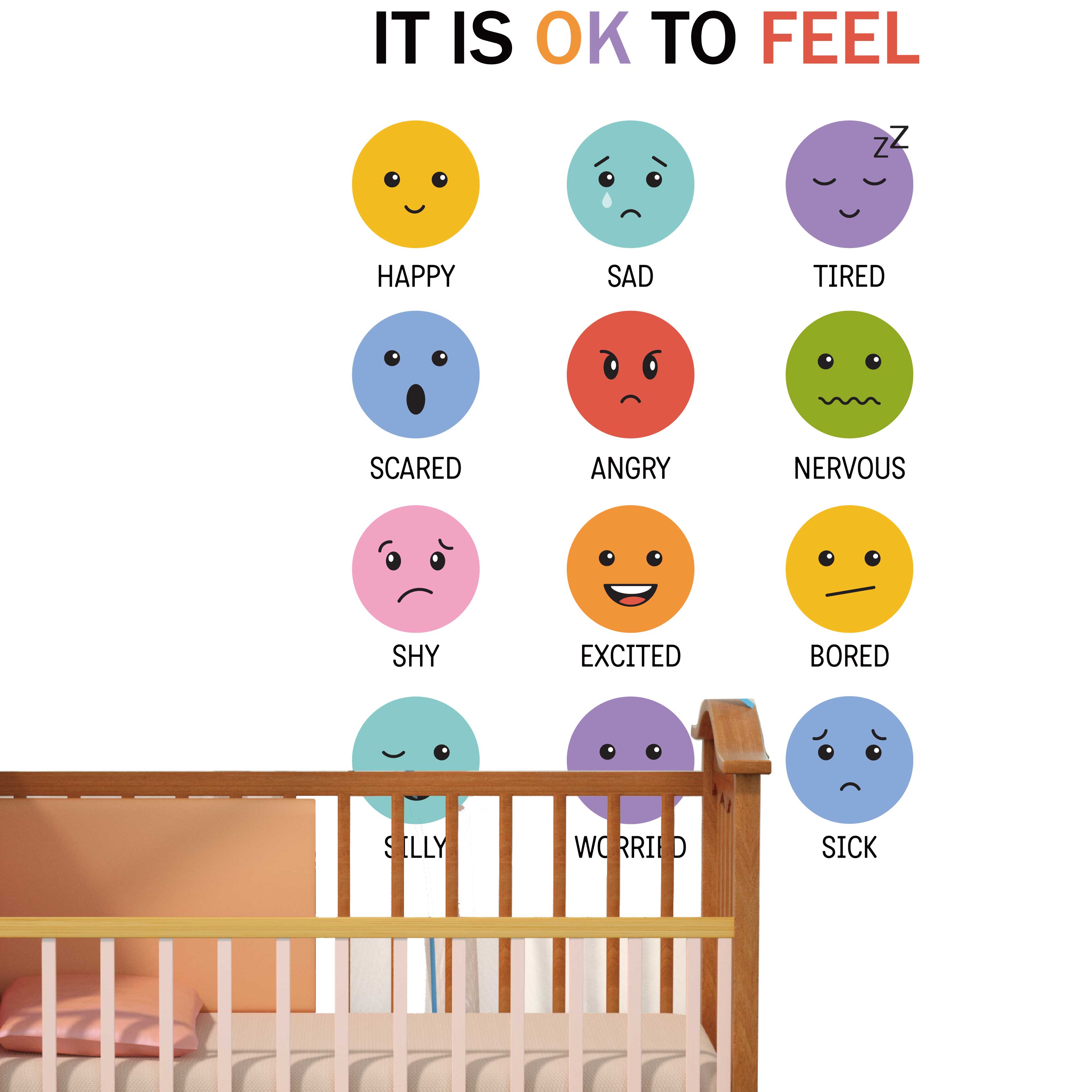 3D Colorful 12 Types of Emotic - Baby Nursery Set Furniture recension och pris