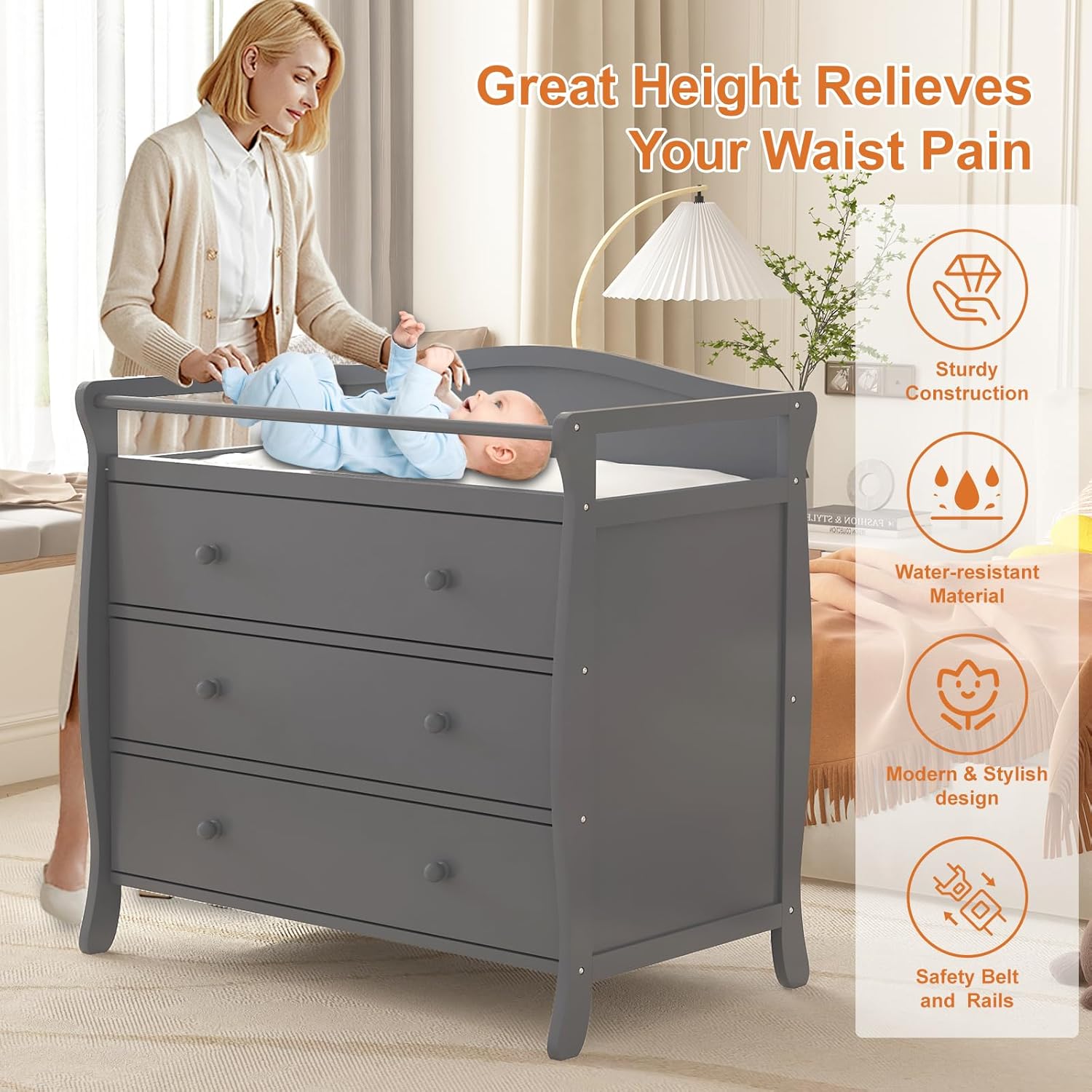 3 Drawers Baby Changing Table  - Baby Nursery Table recension och pris