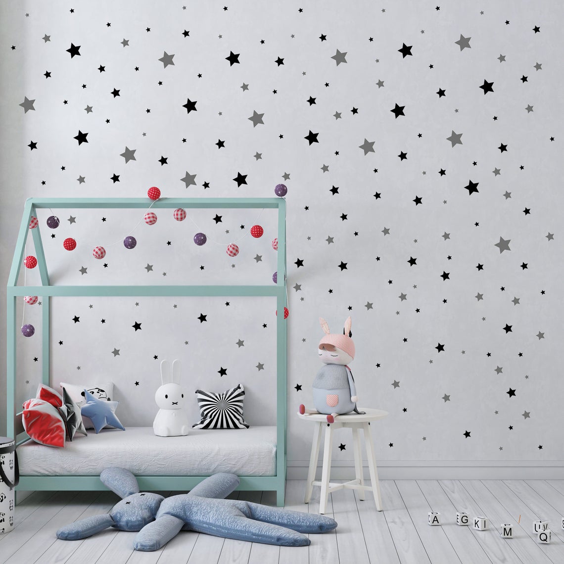 Cartoon 65Pcs Star Wall Sticke - Baby Nursery Set Furniture recension och pris
