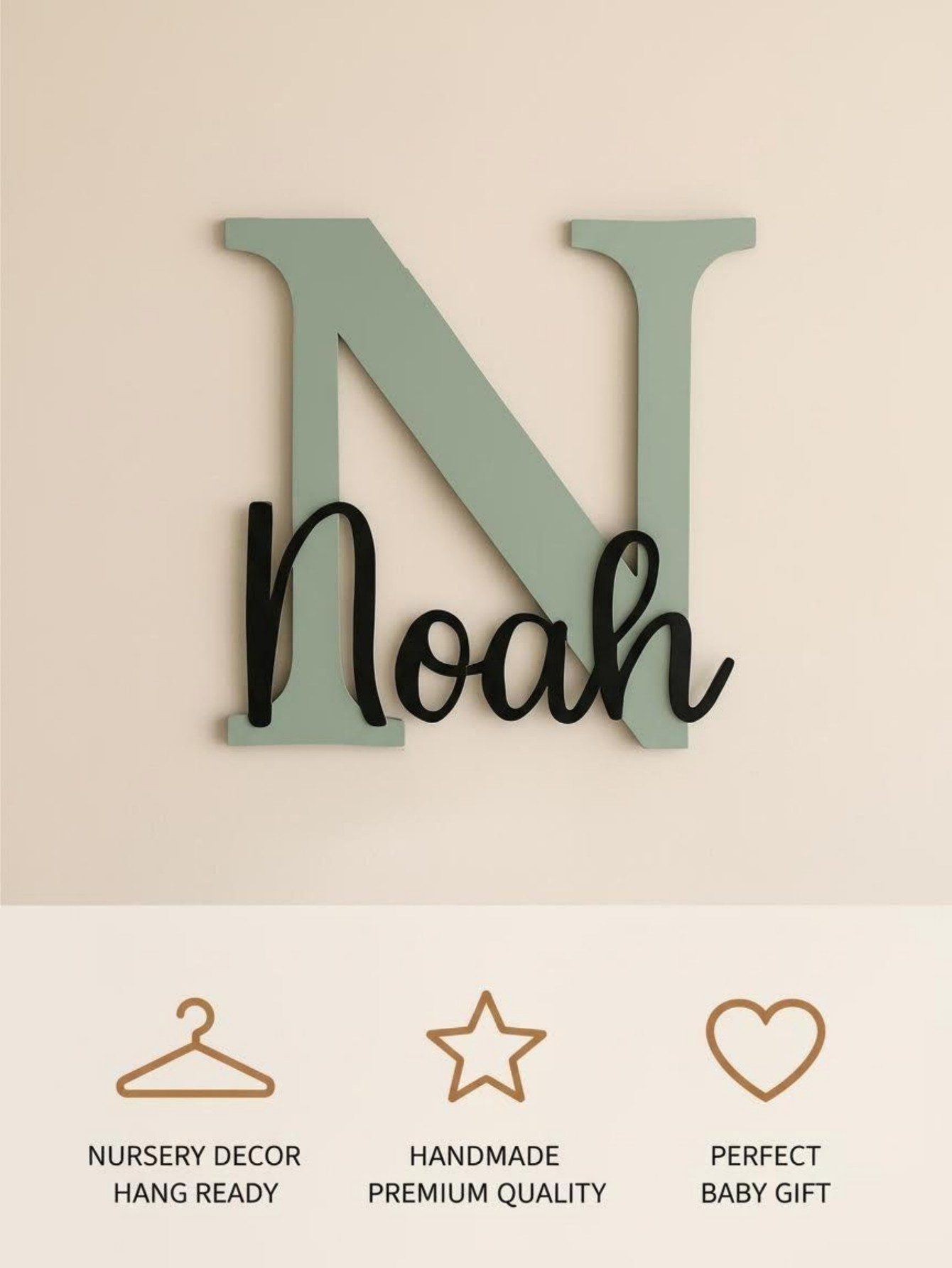 Custom Name Cloud Shaped Woode - Baby Nursery Name Sign recension och pris