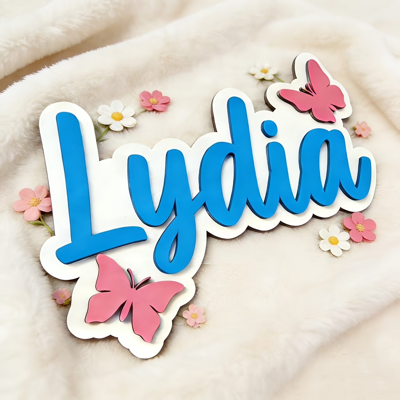 Personalized Blue & Pink Butte - Baby Nursery Name Sign recension och pris