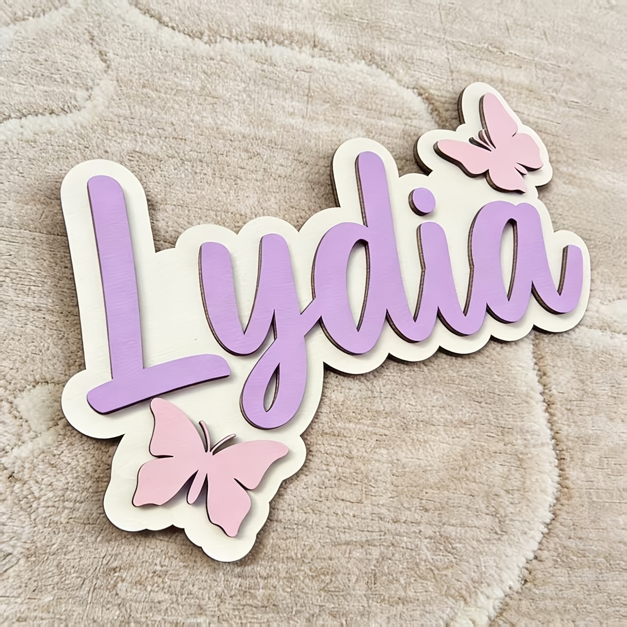 Personalized Blue & Pink Butte - Baby Nursery Name Sign recension och pris