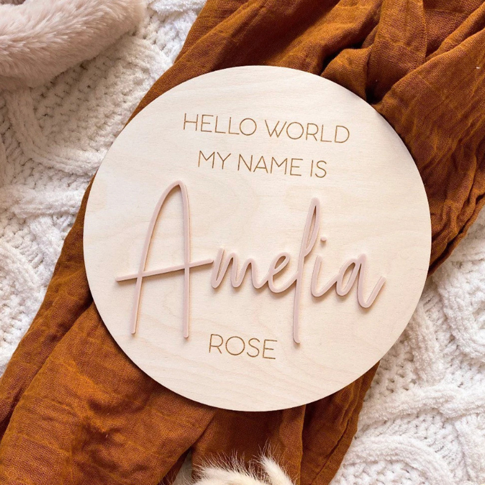 Personalised Wooden Hello Worl - Baby Nursery Name Sign recension och pris