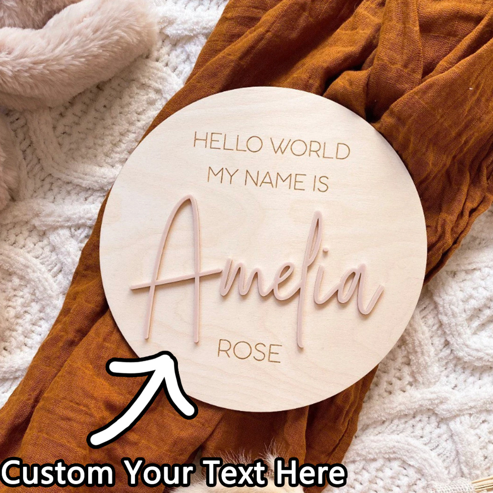Personalised Wooden Hello Worl - Baby Nursery Name Sign recension och pris