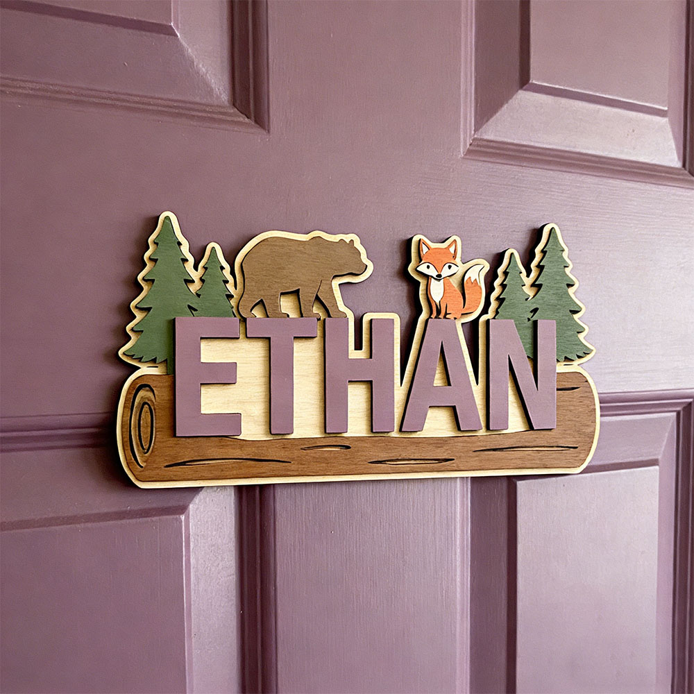 Woodland Forest Animal Persona - Baby Nursery Name Sign recension och pris