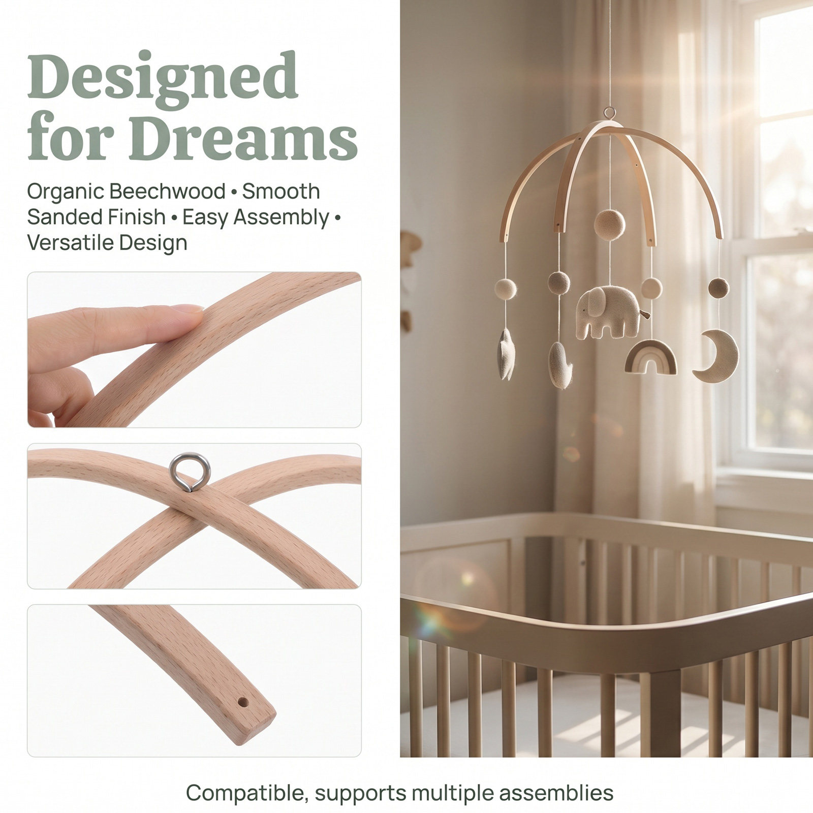 Bamboo Wooden Mobile Frame Win - Baby Nursery Hangers recension och pris