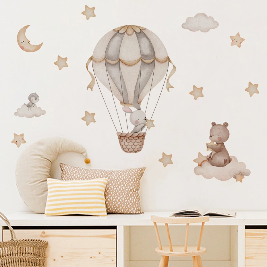 Watercolor Bear Hot Air Balloo - Baby Nursery Set Furniture recension och pris