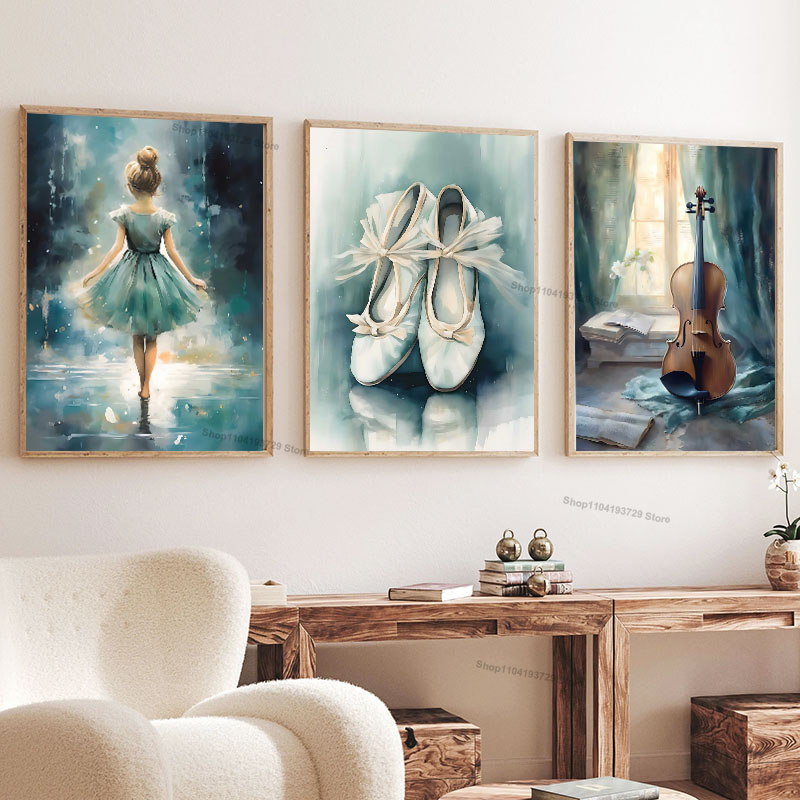 Watercolor Ballet Girl Shoes C - Baby Nursery Home recension och pris