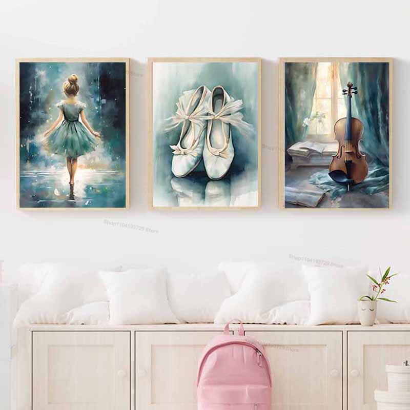 Watercolor Ballet Girl Shoes C - Baby Nursery Home recension och pris