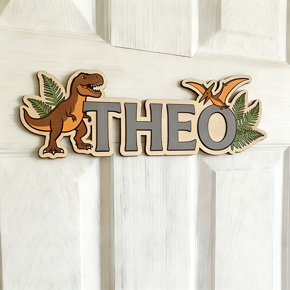 Personalized Dinosaur Name Sig - Baby Nursery Name Sign recension och pris