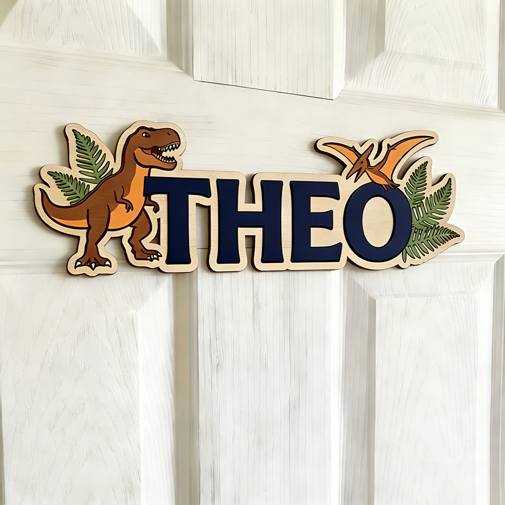 Personalized Dinosaur Name Sig - Baby Nursery Name Sign recension och pris