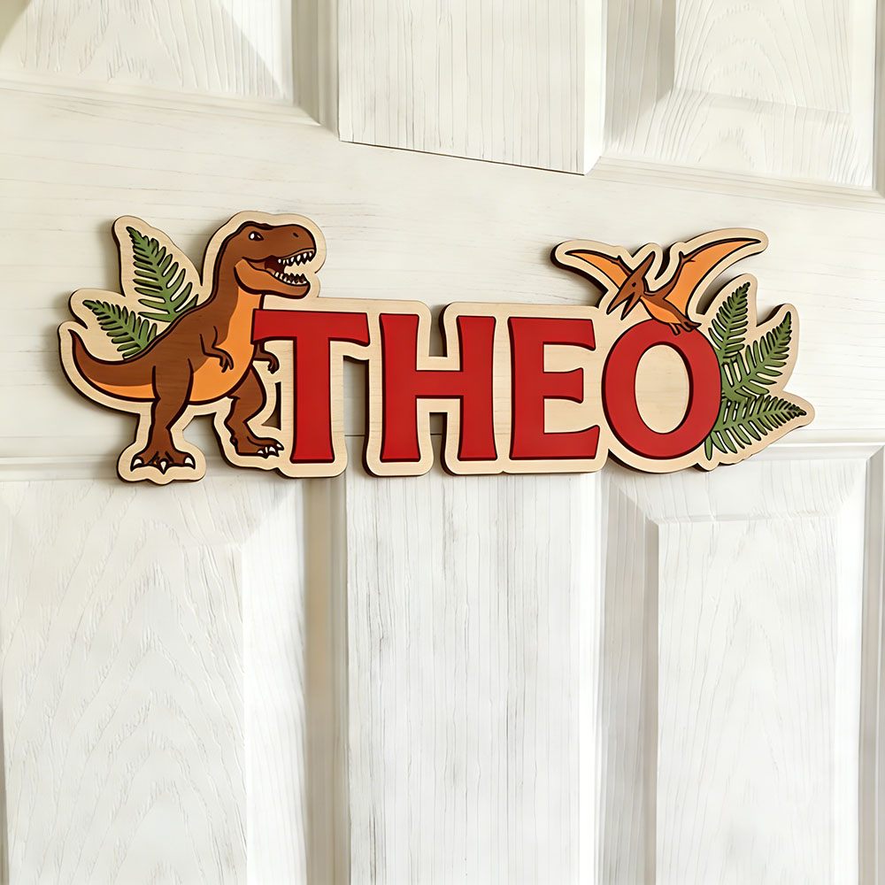 Personalized Dinosaur Name Sig - Baby Nursery Name Sign recension och pris