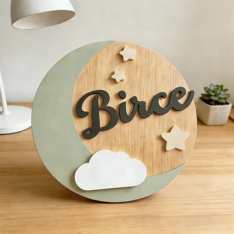 Custom Wooden Name Sign, 3D Cl - Baby Nursery Name Sign recension och pris
