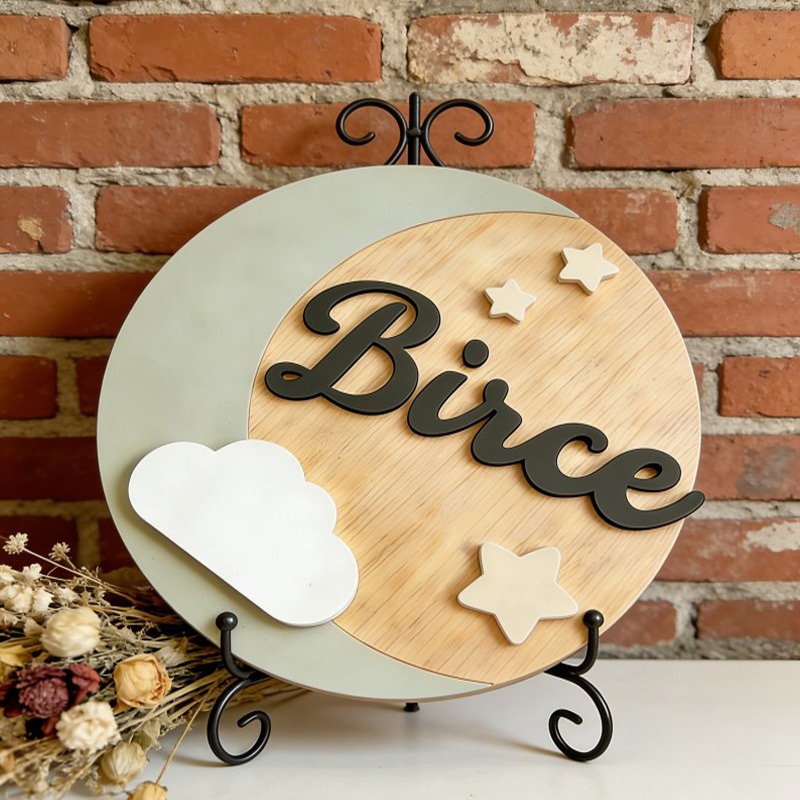 Custom Wooden Name Sign, 3D Cl - Baby Nursery Name Sign recension och pris