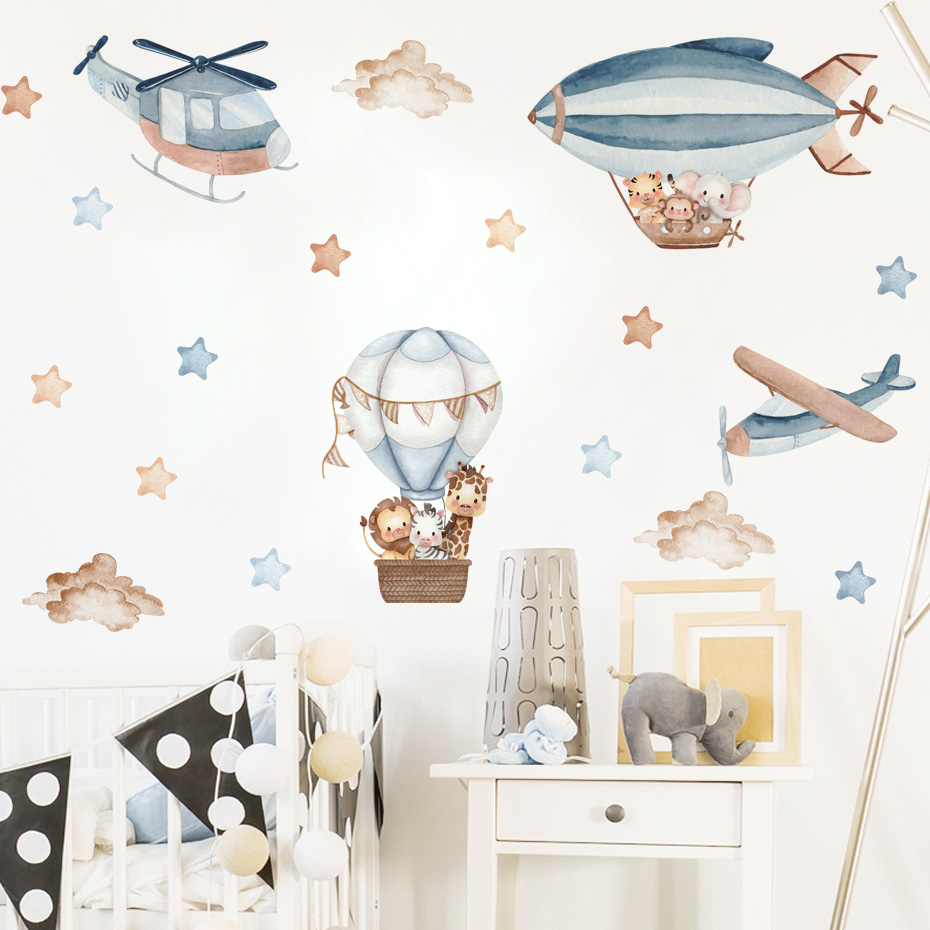 Watercolor Animals Hot Air Bal - Baby Nursery Set Furniture recension och pris