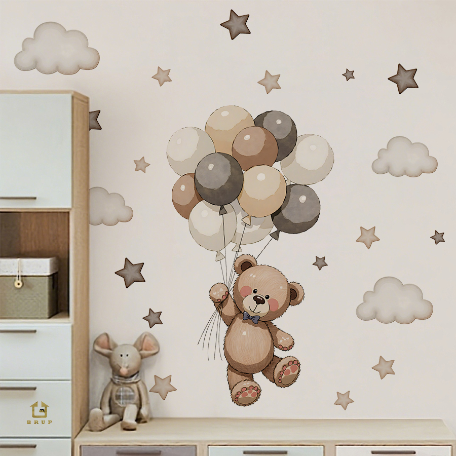Adorable Teddy Bear Wall Decal - Baby Nursery Set Furniture recension och pris