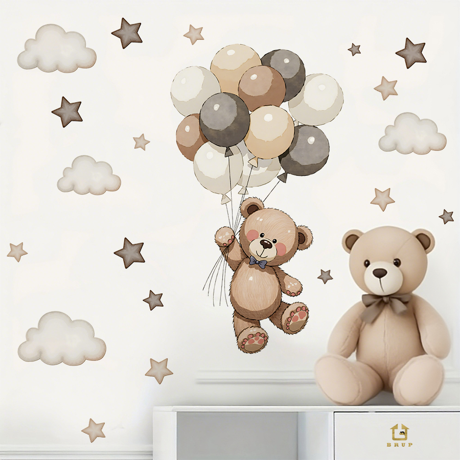 Adorable Teddy Bear Wall Decal - Baby Nursery Set Furniture recension och pris
