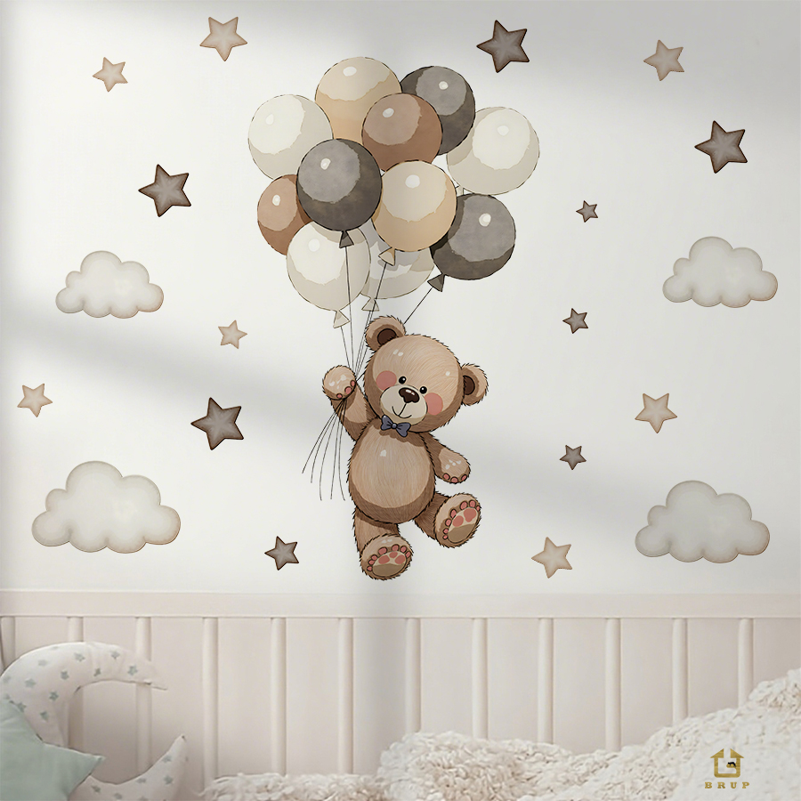 Adorable Teddy Bear Wall Decal - Baby Nursery Set Furniture recension och pris