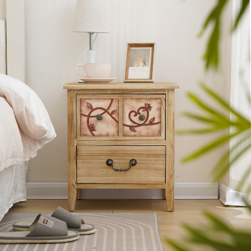 Natural Wood Nightstand Waterp - Baby Nursery Table recension och pris